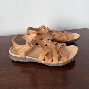 Earth Origins Leather Sellie Sandals - Womens's Size 8.5 M - Brown - Clean & EUC